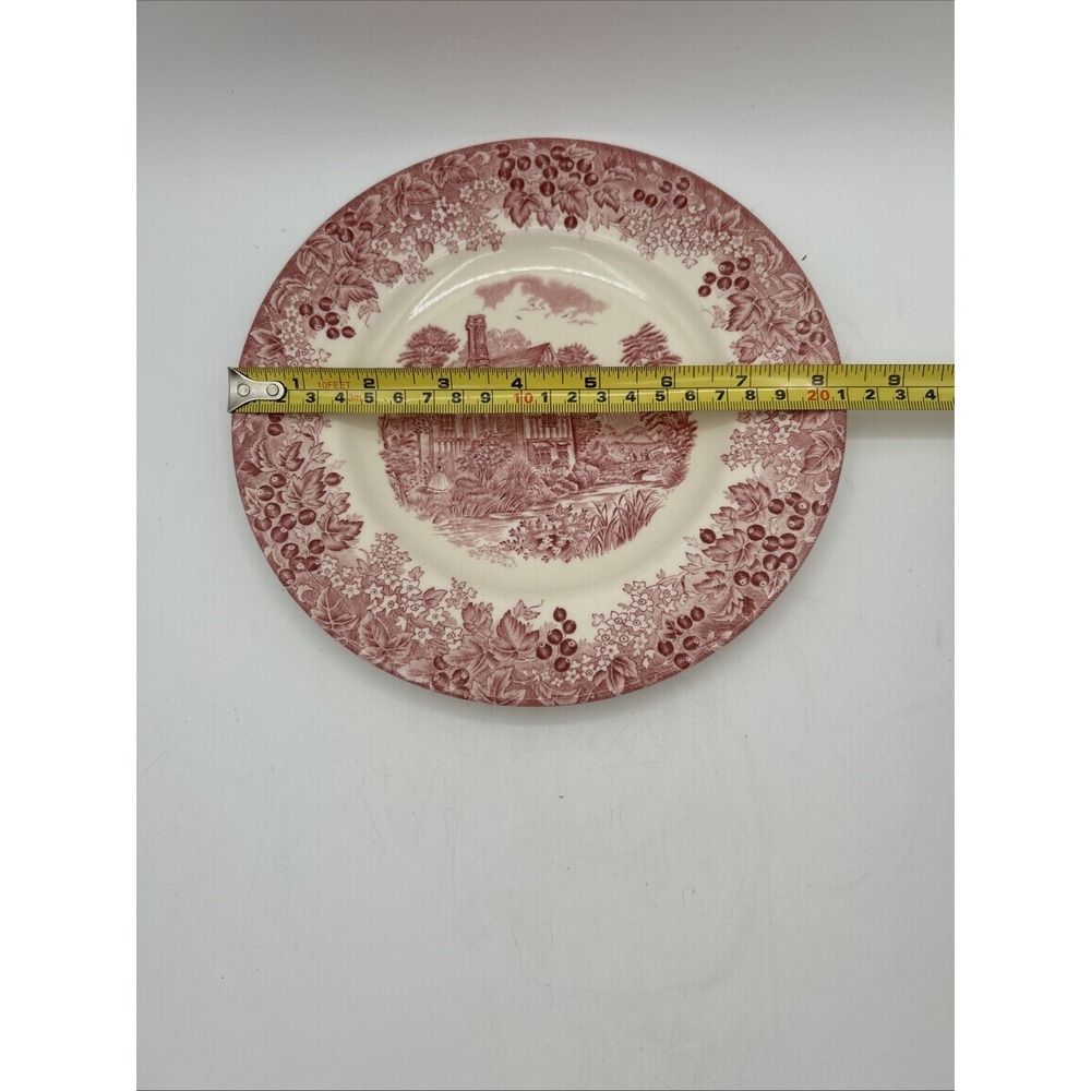 Wedgwood Huddington Court Plate 8" Pink Toile Queens Ware Romantic England Decor - Picture 3 of 6